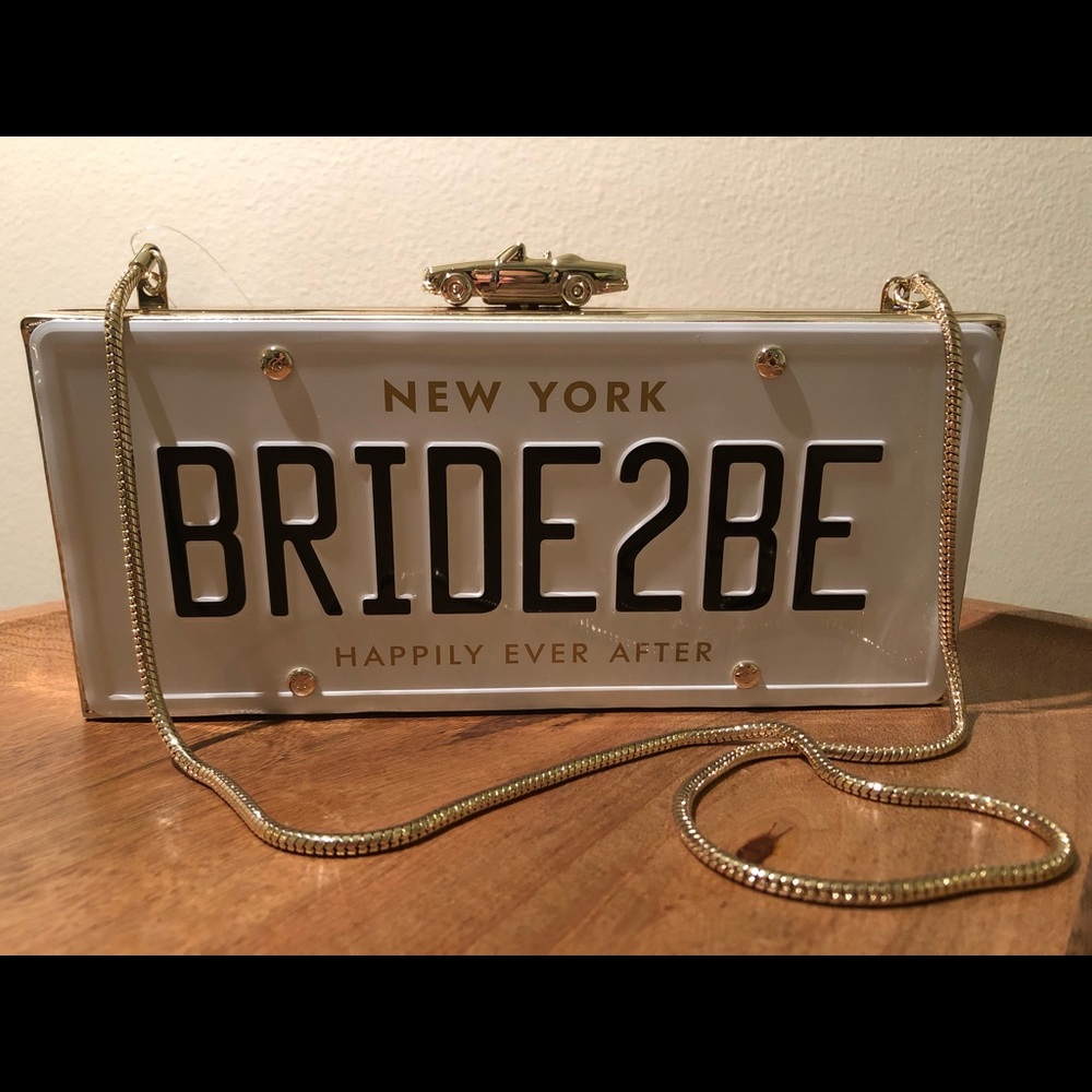 KATE SPADE BRIDE2BE LICENSE PLATE CROSSBODY CLUTCH